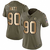 Women Nike Steelers 90 T.J. Watt Olive Gold Salute To Service Limited Jersey Dzhi,baseball caps,new era cap wholesale,wholesale hats